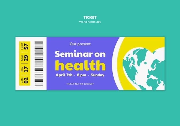 Free PSD world health day celebration ticket template