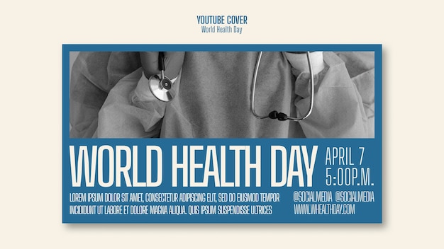 PSD gratuito copertina di youtube per la celebrazione della giornata mondiale della salute