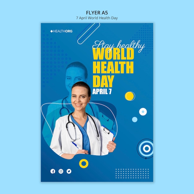 Free PSD world health day flyer with photo