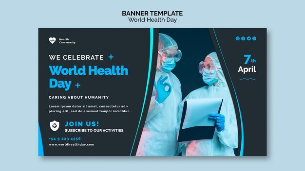 World health day horizontal banner page template