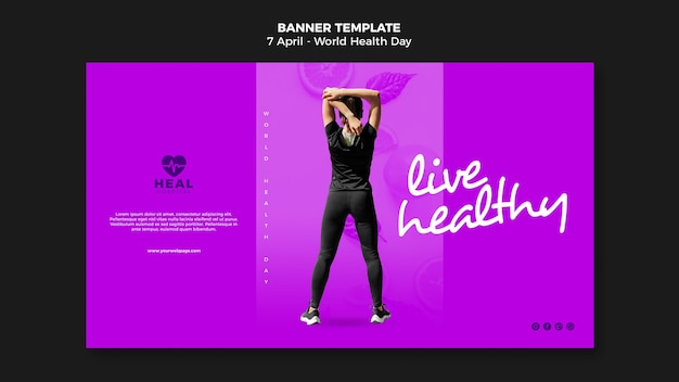 Free PSD world health day horizontal banner page with photo