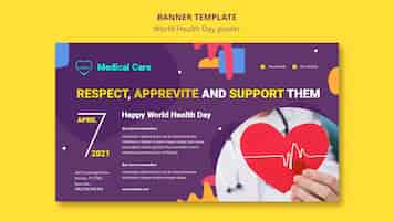 Free PSD world health day horizontal banner template with photo