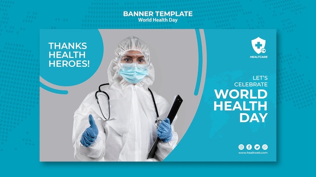 Free PSD world health day horizontal banner template