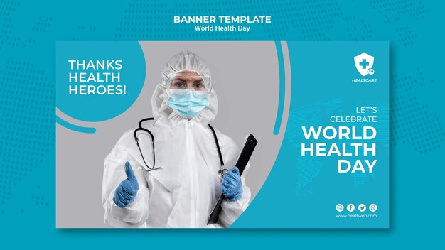 World health day horizontal banner template