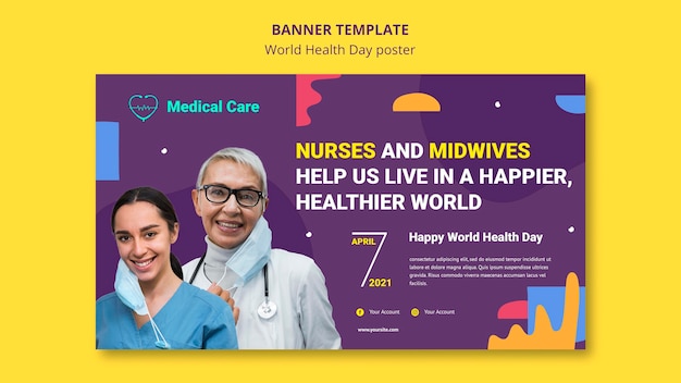 Free PSD world health day horizontal banner template