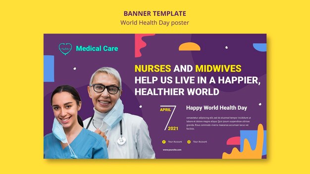 World health day horizontal banner template