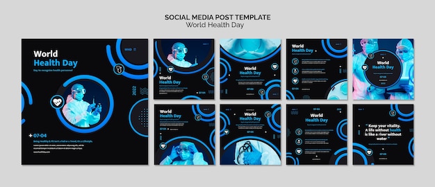 PSD gratuito modello di post instagram per la giornata mondiale della salute