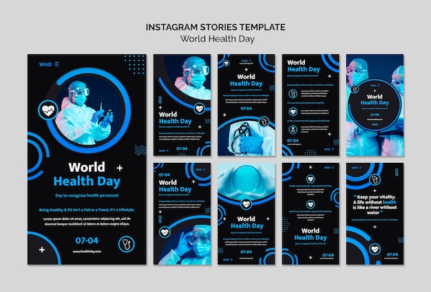 Шаблон историй instagram о всемирном дне здоровья