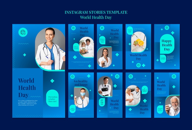 PSD gratuito modello di storie di instagram della giornata mondiale della salute