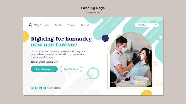 Free PSD world health day landing page template