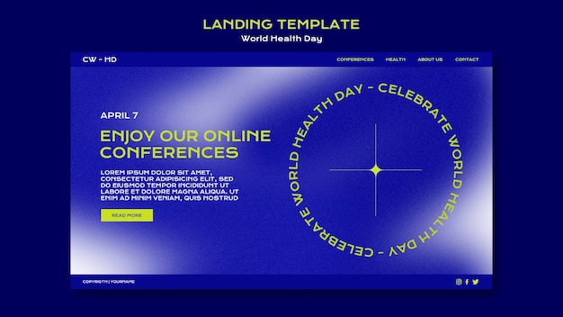 無料PSD 世界保健デーのランディングページテンプレート