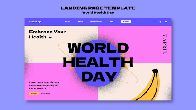 Free PSD world health day landing page template