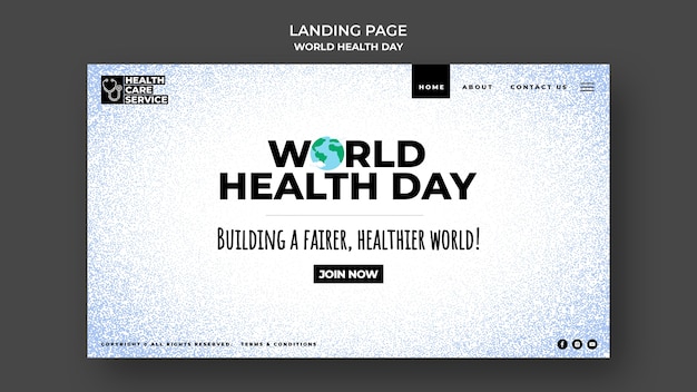 Modello di pagina di destinazione della giornata mondiale della salute