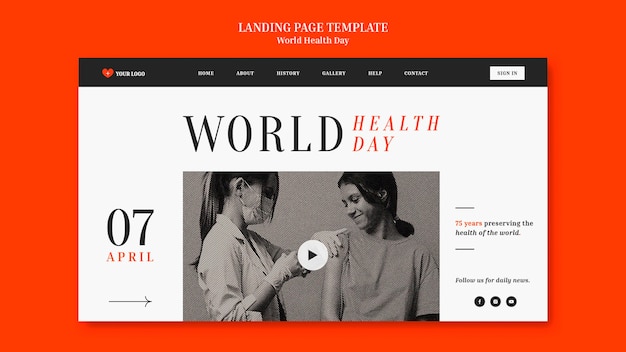 無料PSD 世界保健デーのランディングページテンプレート