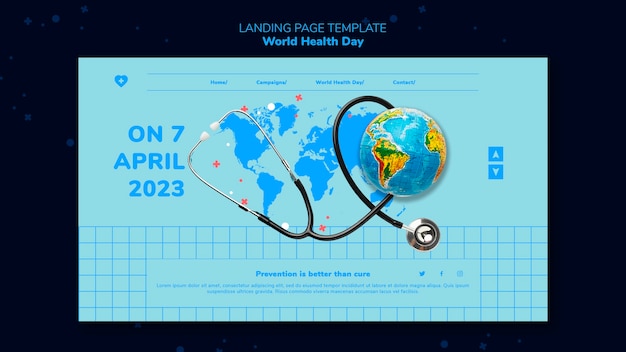 World health day landing page template