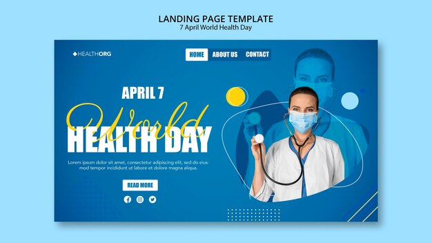 World health day landing page with photo