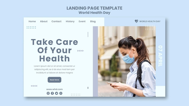 Free PSD world health day landing page