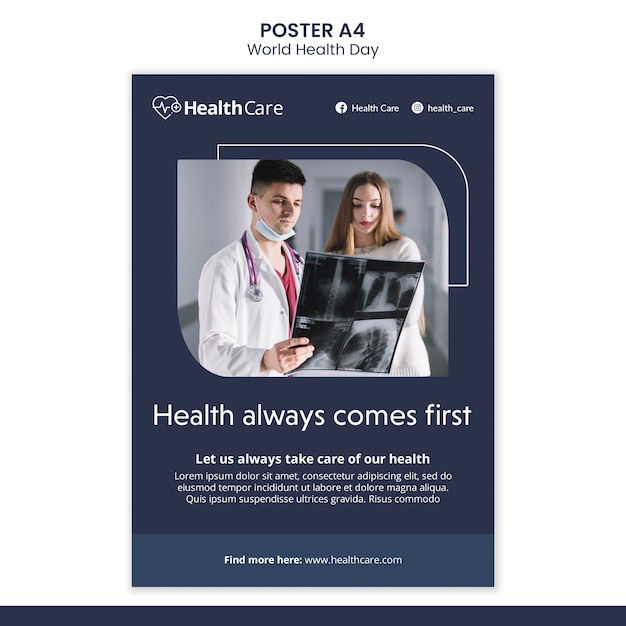 Modello di poster della giornata mondiale della salute con foto