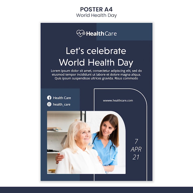 Free PSD world health day poster template with photo