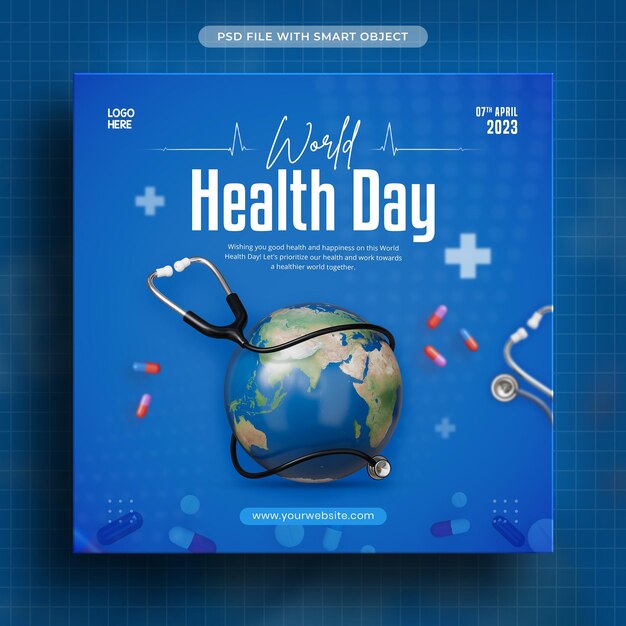 world health day social media post template