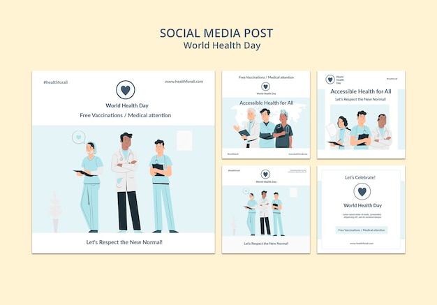 Сообщения в социальных сетях о всемирном дне здоровья