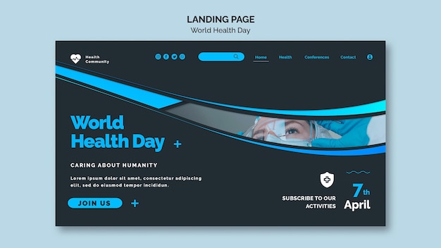 PSD gratuito modello di pagina web della giornata mondiale della salute