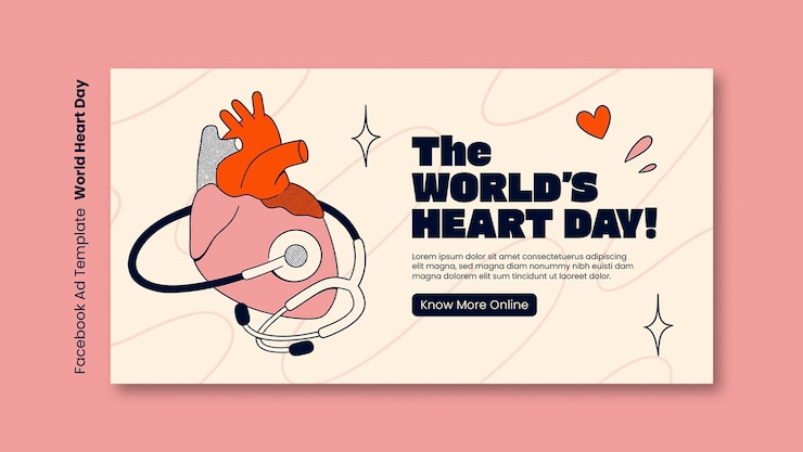 無料PSD 世界心臓の日の facebook テンプレート