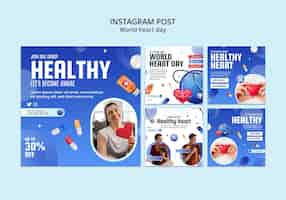 Free PSD world heart day  instagram posts