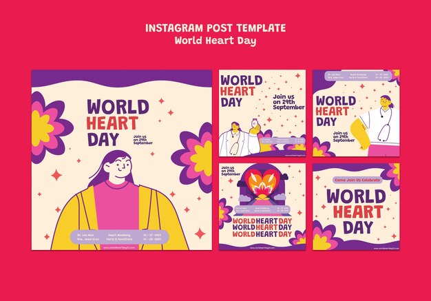 Free PSD world heart day  instagram posts