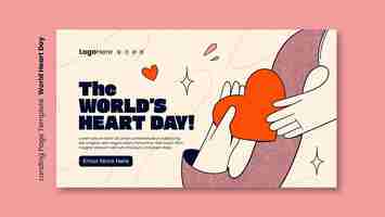 무료 PSD 세계 심장의 날 방문 페이지 템플릿