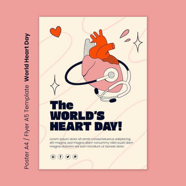 World heart day poster template