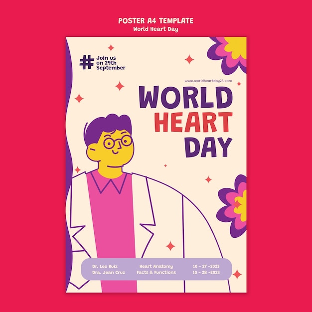 Free PSD world heart day poster template