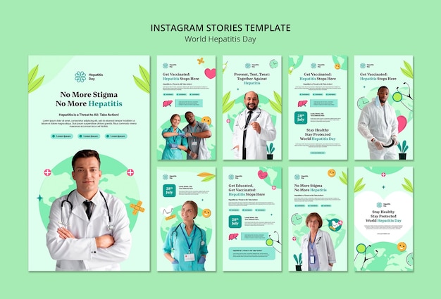 PSD gratuito modello di storie di instagram per la giornata mondiale dell'epatite