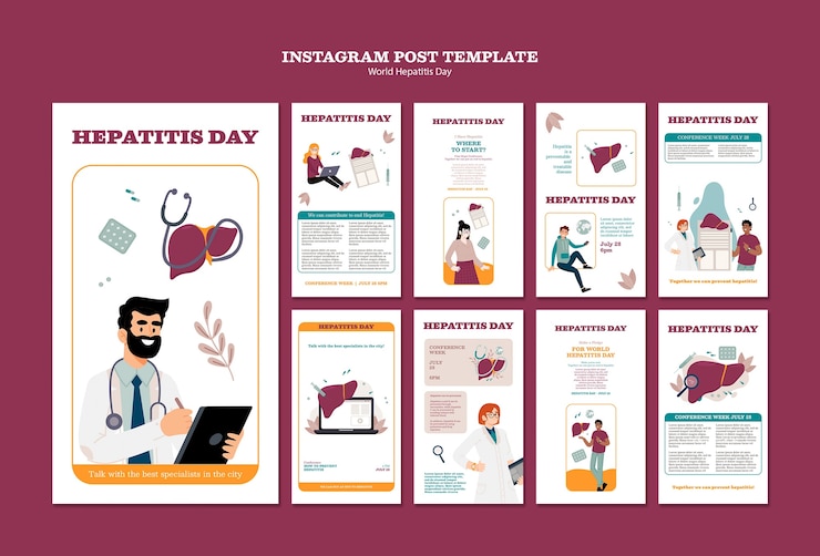 無料PSD 世界肝炎デーのインスタグラムストーリー