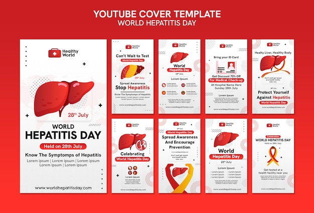 PSD gratuito storie di instagram per la giornata mondiale dell'epatite