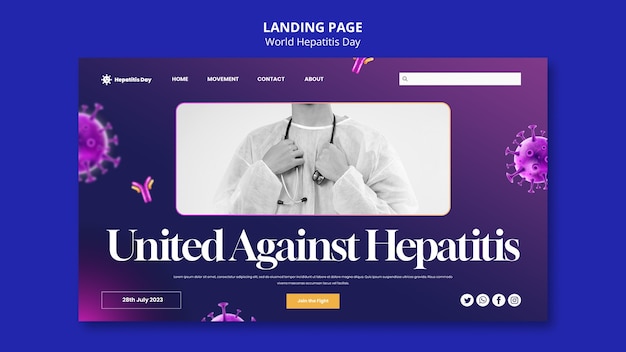 Free PSD world hepatitis day landing page template