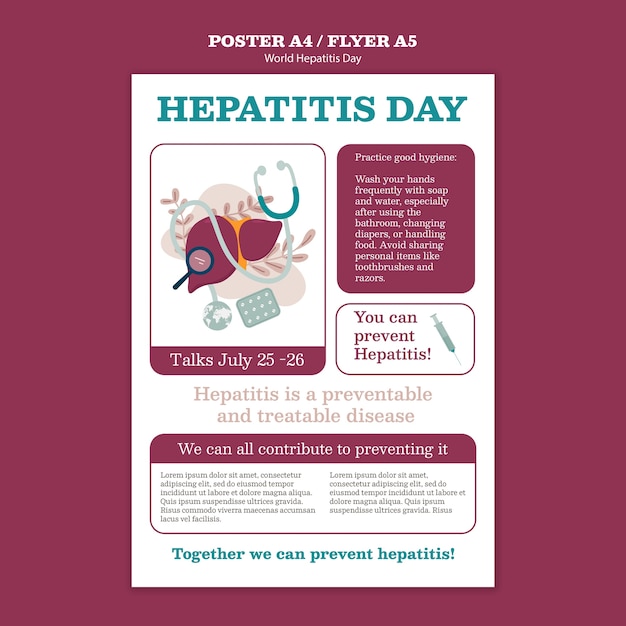 Бесплатный PSD Шаблон плаката всемирного дня борьбы с гепатитом