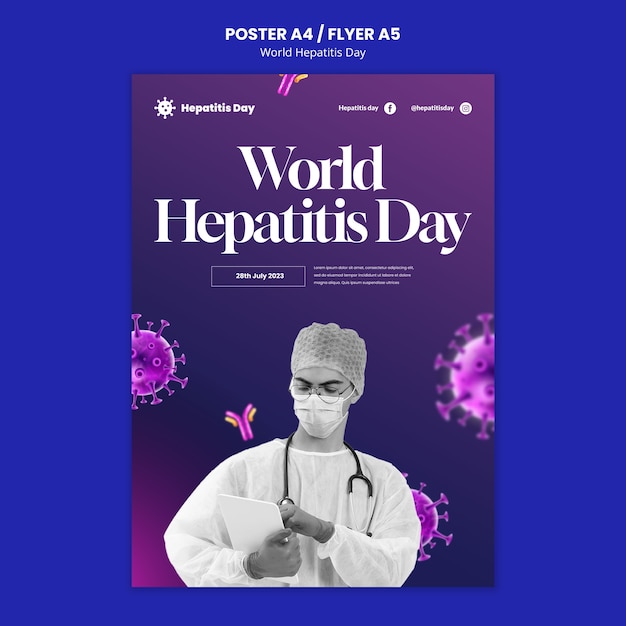 Бесплатный PSD Шаблон плаката всемирного дня борьбы с гепатитом