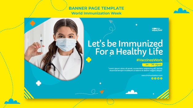 Modello di banner della settimana di immunizzazione mondiale