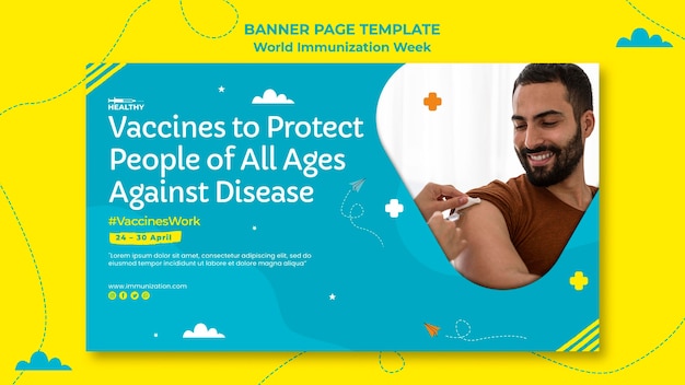 Free PSD world immunization week banner template