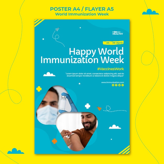 PSD gratuito modello di poster della settimana dell'immunizzazione mondiale