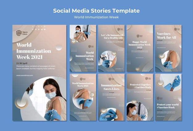 Free PSD world immunization week social media stories