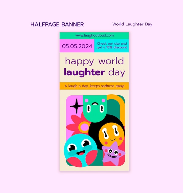 Free PSD world laughter day celebration banner  template