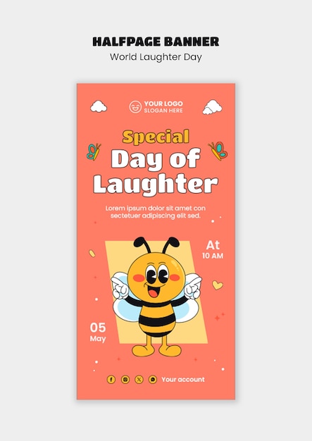 Free PSD world laughter day celebration banner  template