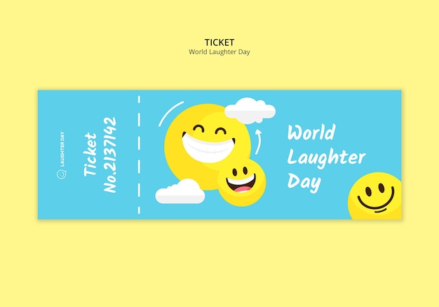 Free PSD world laughter day celebration ticket  template