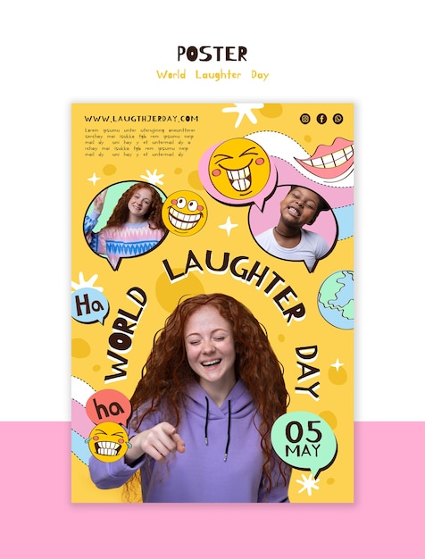 Free PSD world laughter day template design