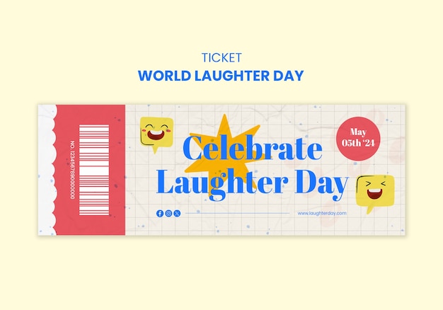 Free PSD world laughter day ticket template