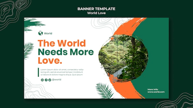 world love banner design template