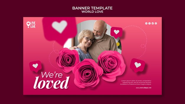 world love banner design template