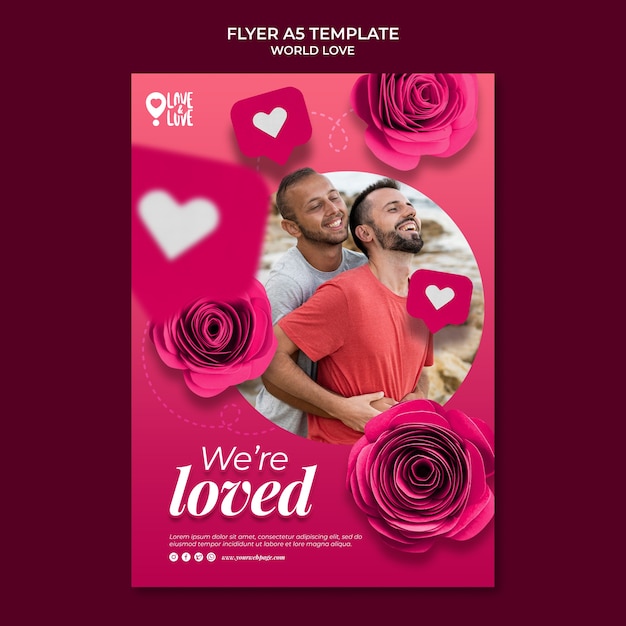 Free PSD world love flyer design template